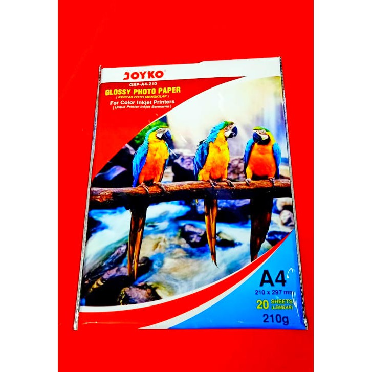 

Joyko Glossy Photo Paper GSP-A4-210 ( 1 Set - 20 Lembar )