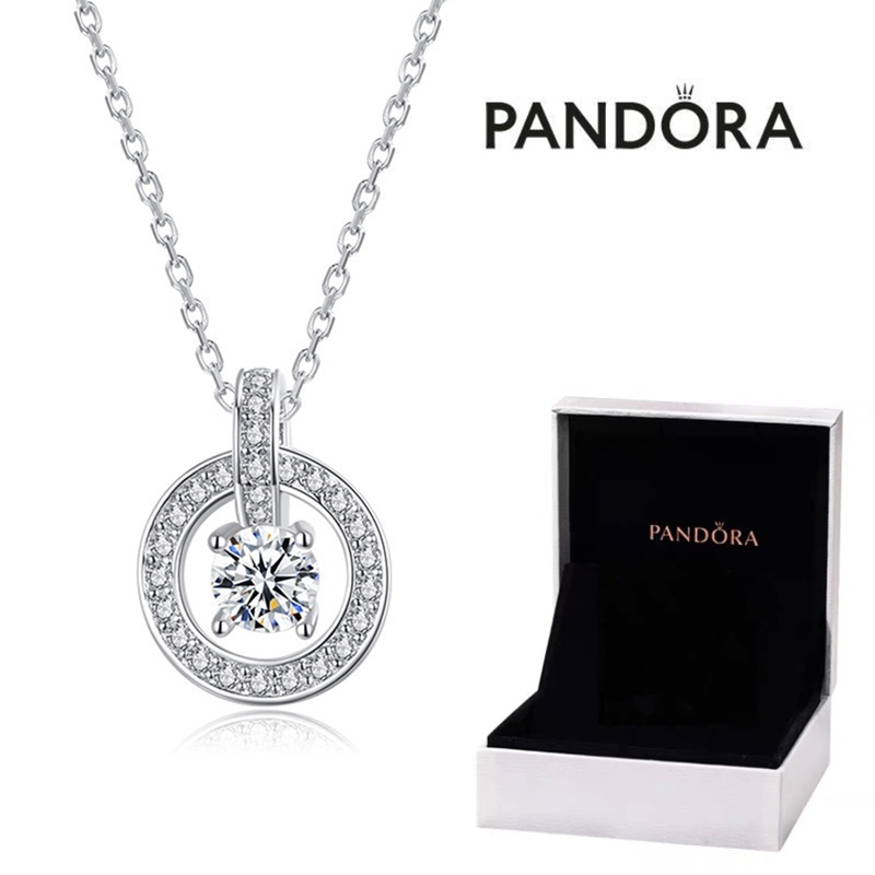 Pandora Kalung 925 Silver Cubic Zirconia Dengan Liontin Berlian Untuk Wanita