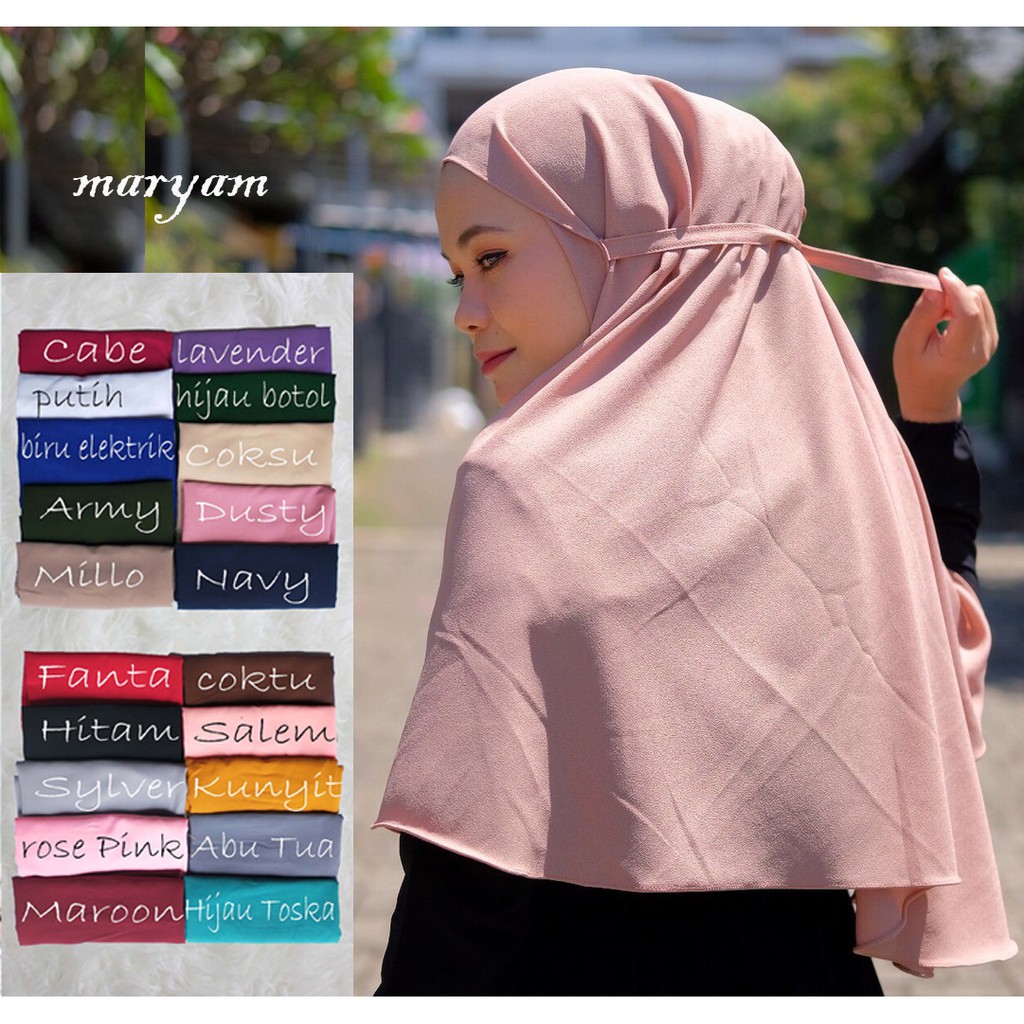 MARYAM BERGO NON PET TALI KHIMAR DIAMOND INSTAN HIJAB TERBARU JILBAB KERUDUNG HARIAN GROSIRR31