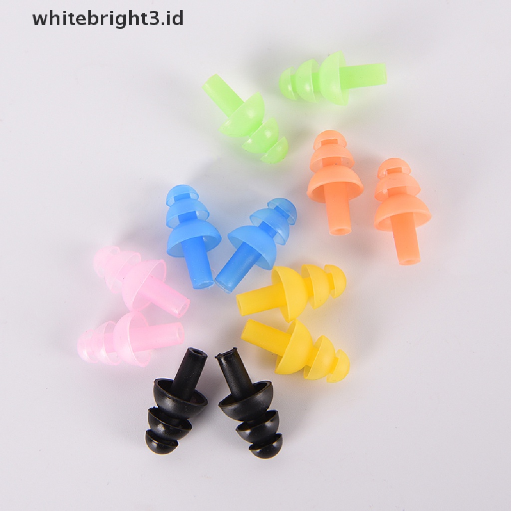 (whitebright3.id) Earplugs / Penyumbat Telinga Bahan Silikon Lembut Reusable Untuk Tidur / Berenang / Kerja