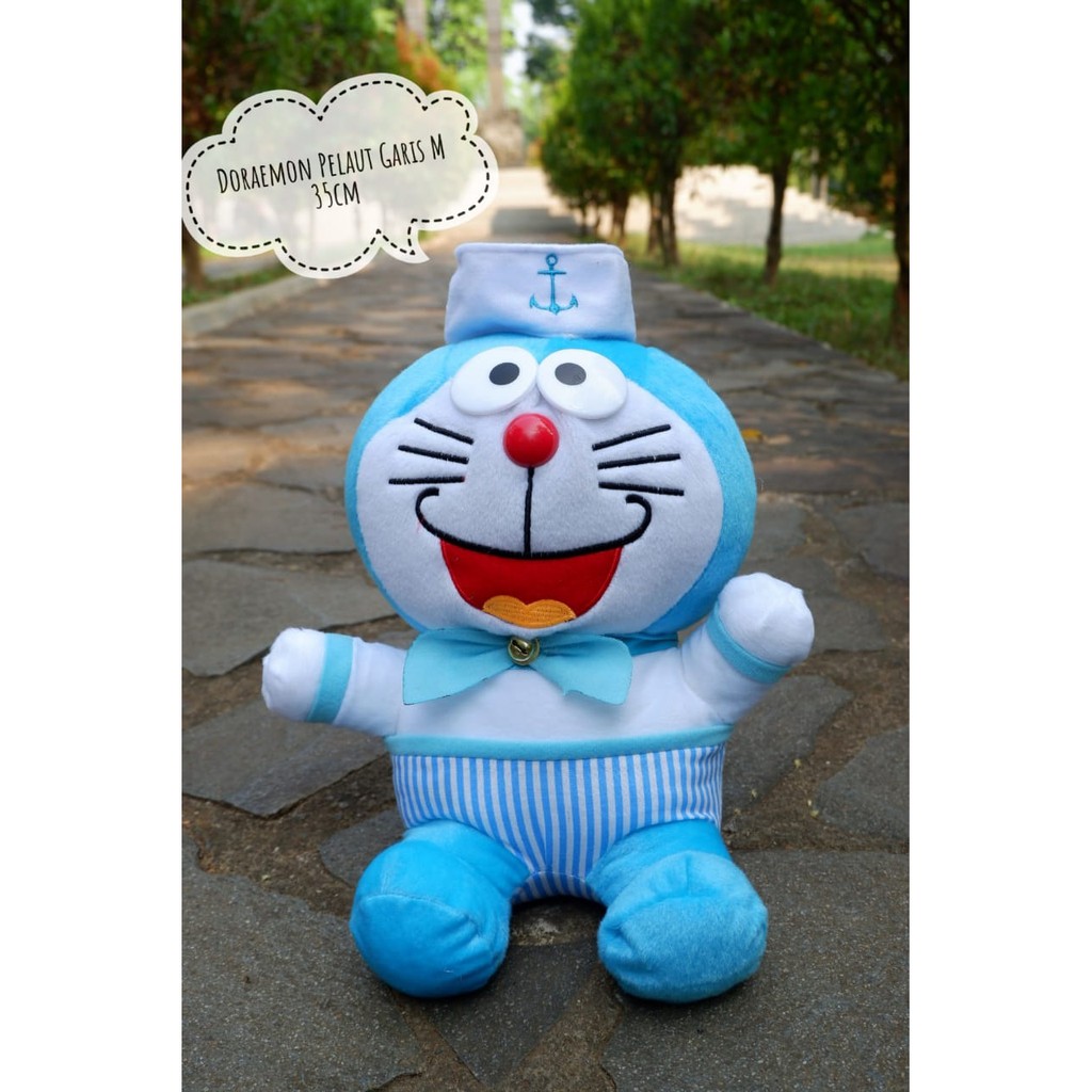 Promo 12.12 Boneka Doraemon Pelaut Garis M / kado wisuda / buket wisuda / kado ulang tahun / kado anak / koleksi doraemon Kualitas SNI Bahan Halus dan Lembut
