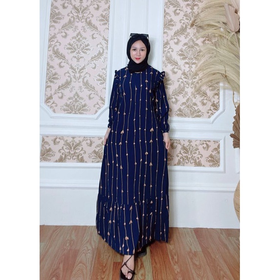 [BISA COD]Gamis Lengan Panjang Terlaris|Motif Benang Love|Gamis AMINA