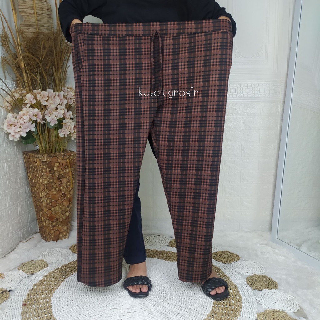 CELANA PANJANG MOTIF TARTAN BIG SIZE/CELANA TARTAN KOREAN STYLE JUMBO