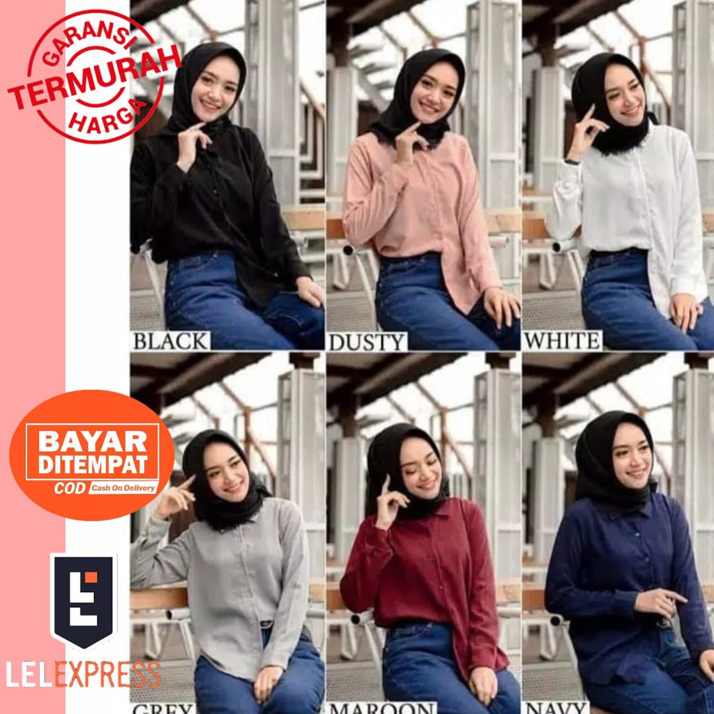 KEMEJA WANITA LENGAN PANJANG /KEMEJA Monalisa BASIC /KEMEJA POLOS / KEMEJA WANITA/ KEMEJA MONALISA T