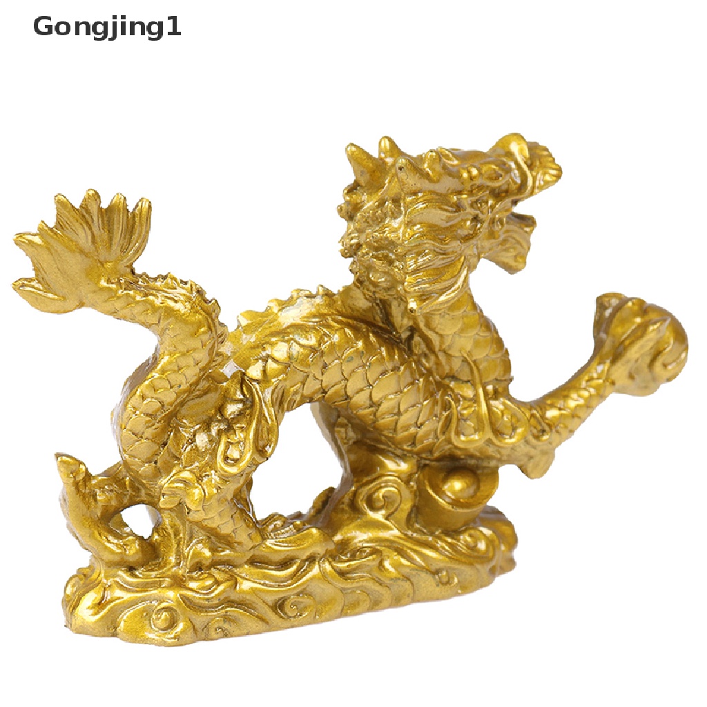 Gongjing1 Ornamen Patung Naga Zodiak Cina Warna Emas Untuk Dekorasi Rumah