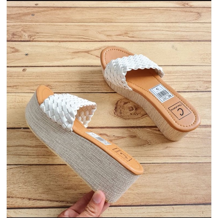 ABBUSHOES YM 16 wedges sandal anyaman  wanita 7cm