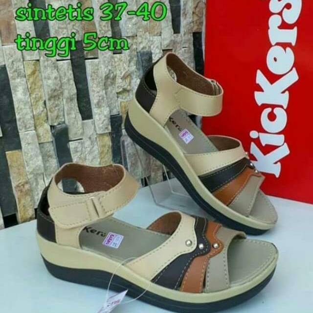 Sandal wedges kickers wanita