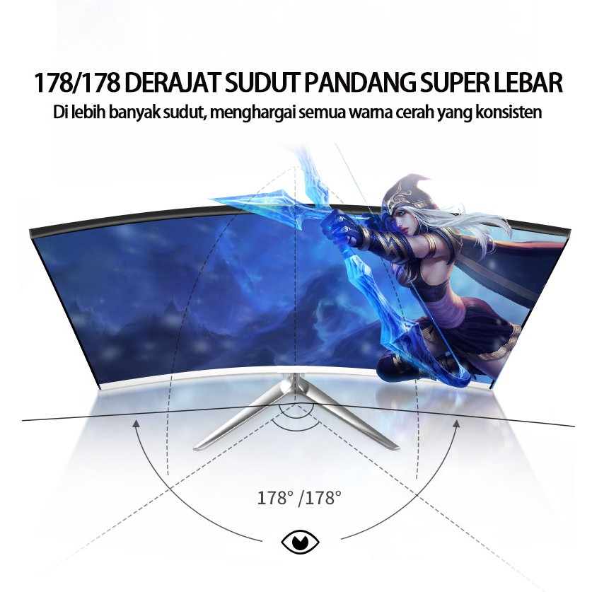 LIVING Monitor gaming melengkung 24 inci Monitor ultra-tipis Full HD-7
