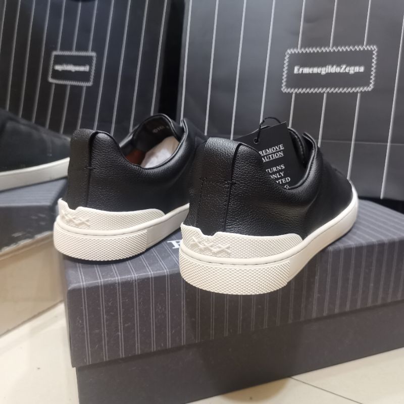 sepatu pria sneaker EZ1 cowok slip on shoes men slide kulit asli hitam P1SHOES top kets Brand vip