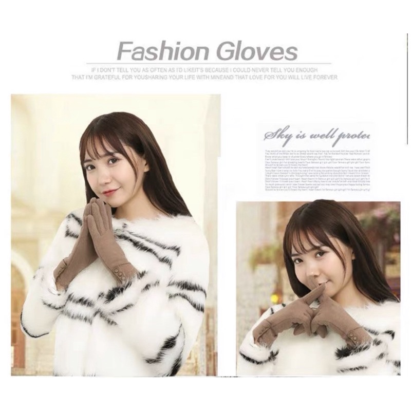 Sarung tangan motor wanita winter gloves import korea kancing musim dingin cewek fashion