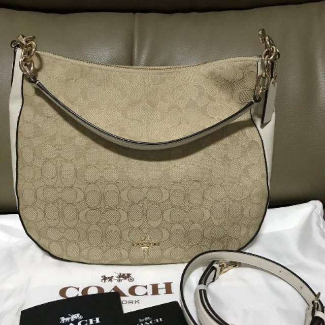 preloved coach chelsea hobo signature chalk