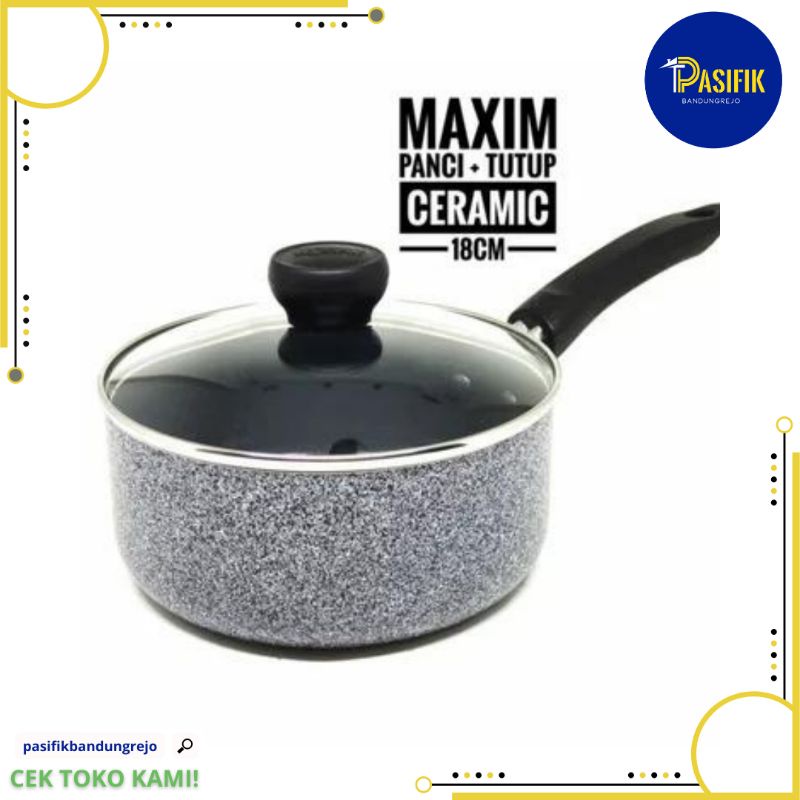 PANCI SUSU SAUCEPAN MAXIM NEOSTONE 18 CM TUTUP KACA