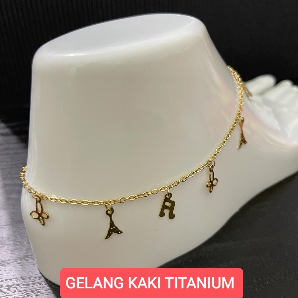 GELANG KAKI TITANIUM WANITA SILVER/EMAS TERLARIS DAN TERMURAH