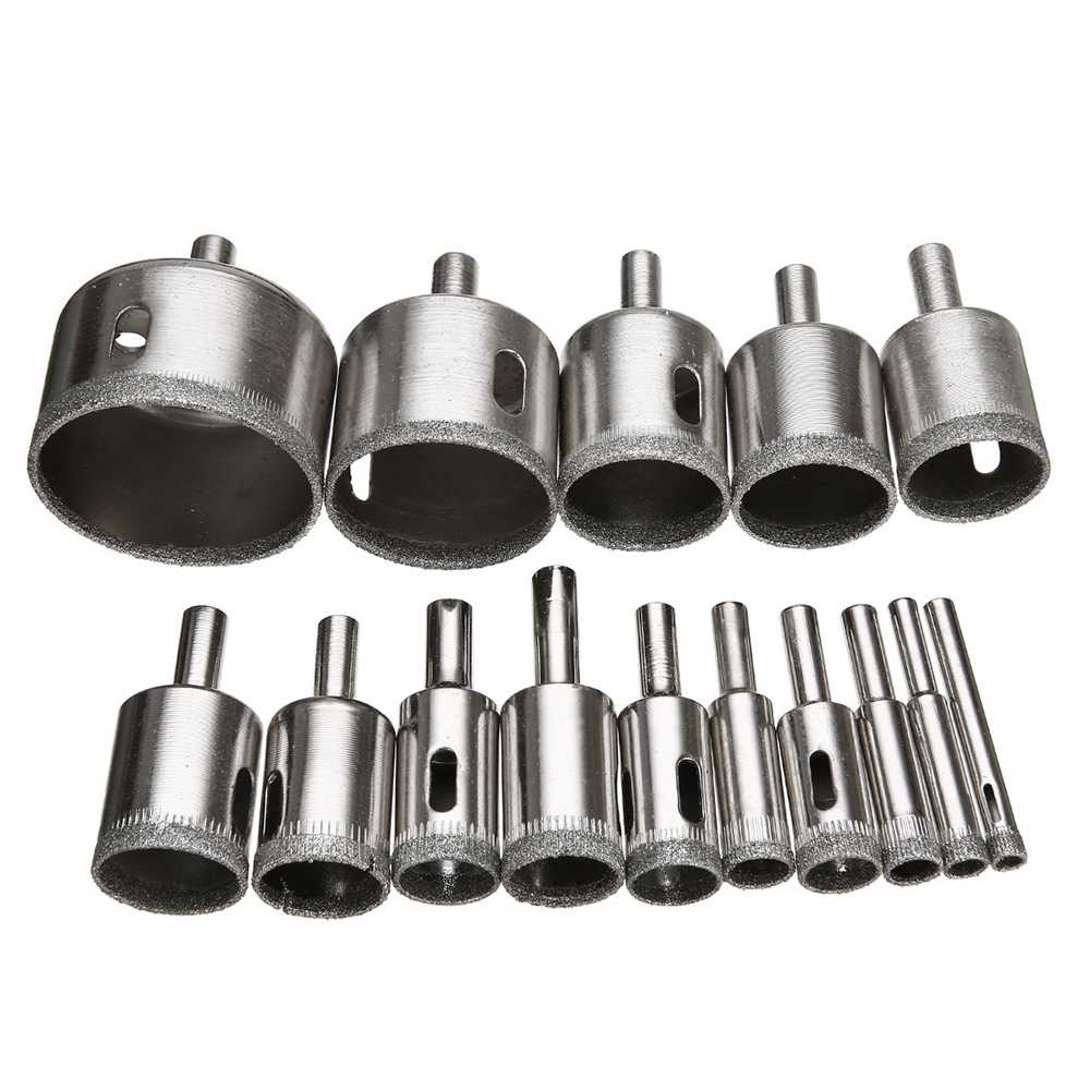 Mata Bor Diamond Coated Hole Drill Bit 6mm-50mm 15PCS / Mata Bor Keramik Granit Kaca Marmer Batu Akik Beton Hole Saw Drill Porselen Ubin Paralon Bosch Bulat 1 Set / Mata Bor Pelubang Pelobang Pembolong Lubang Keramik Pipa Beton Tembok Besi Kunci Murah Ori