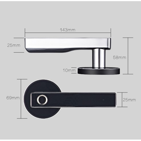 Gagang Pintu Sidik Jari | Smart Deadbolt Door Lock With Fingerprint HF02E - BLACK [LEFT] KlikVape