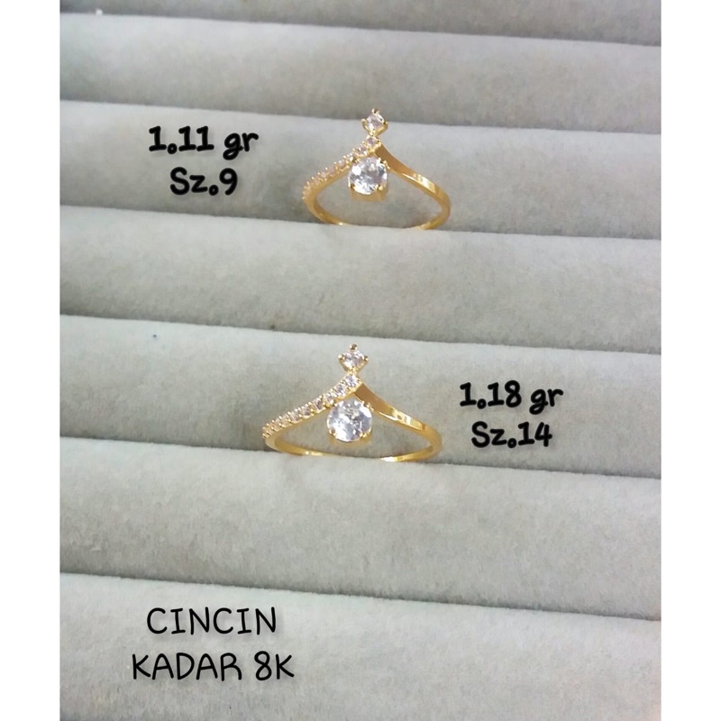 Cincin wanita dewasa fashion ringan mata kadar 375/8k