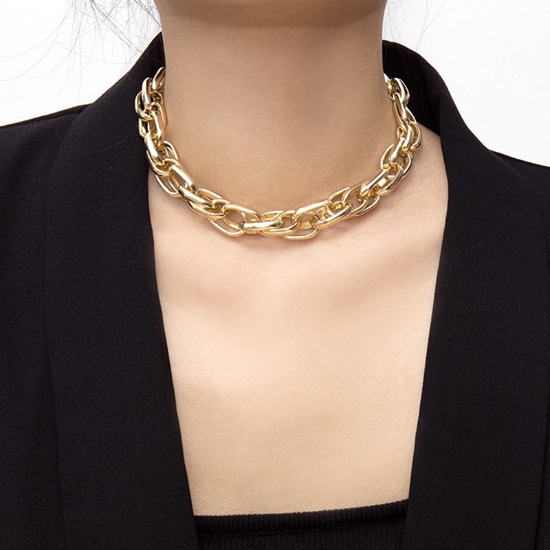 # Kaos T-Shirt Wanita Lengan Pendek Motif Print #Kalung Choker Rantai Metal Tebal Gaya Punk Gothic Untuk Wanita