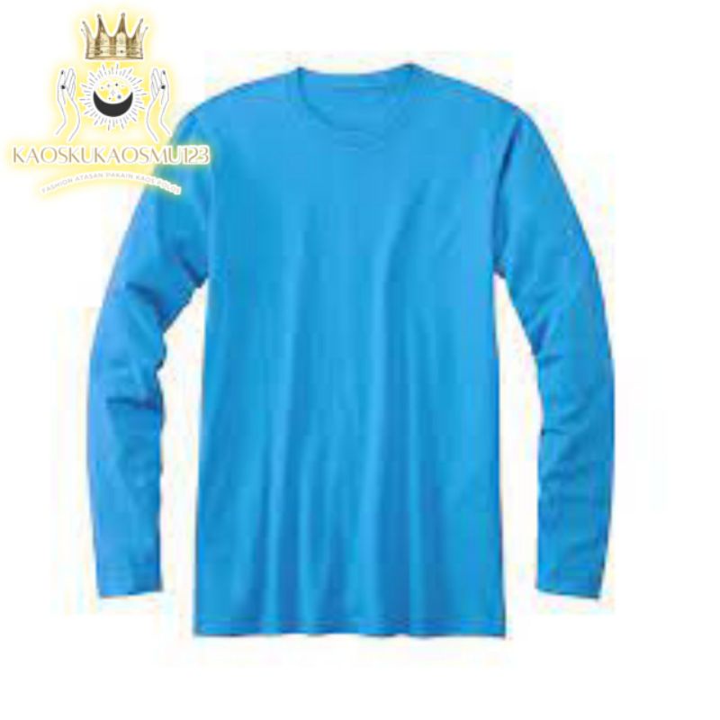 Promo KAOS POLOS LENGAN PANJANG BAJU POLOS PANJANG LONGSLEEVE BIRU MUDA KAOS POLOS BLACK SOLID PANJA