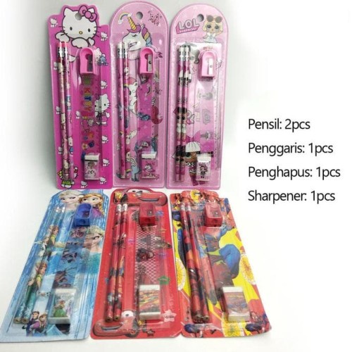 Paket alat tulis 5in1 / Alat tulis set / paket alat tulis karakter / Stationery