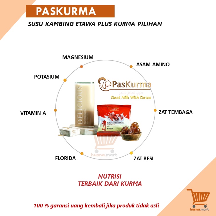 Susu Kambing Etawa Plus Kurma Premium PASKURMA Mini 1 Pouch isi 10 Pcs