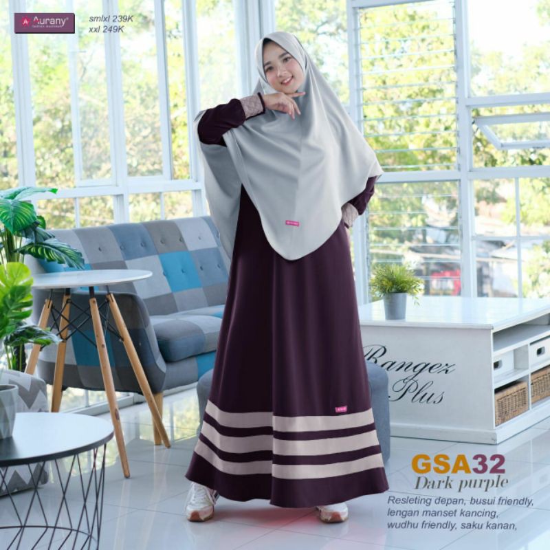 GAMIS SYARI GSA 32 DARK PURPLE &amp; LIGHT MINT  || AURANY