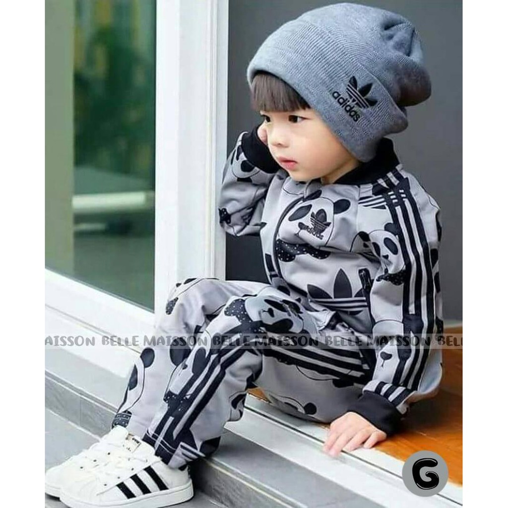 belle maison CBM 12 G Kids sporty wear 3in1 stripe grey set + hat