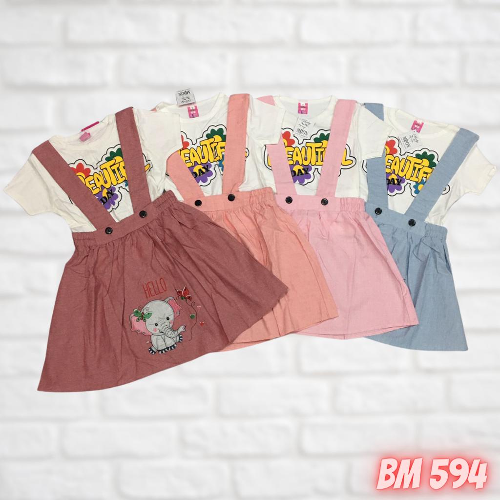 BM594 BAJU PAKAIAN ANAK PEREMPUAN JUMPSUIT DRESS KODOK CUTE IMUT BABY MOON GROSIR