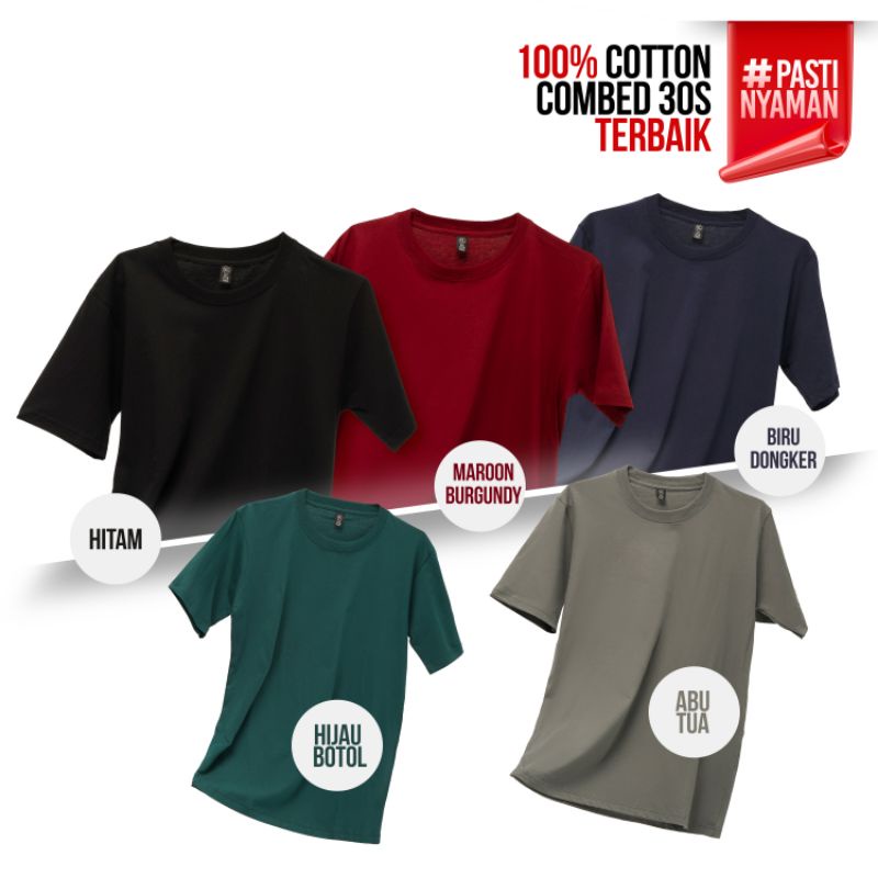 ( 3 Kaos ) Paket BUNDLING KAOS POLOS 100% PREMOUM COTTON COMBED 30s