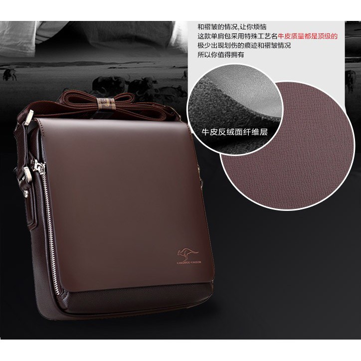 [ORIGINAL] Kangaroo Kingdom Tas Selempang Kulit Pria Import Korean Fashion Style Messenger Bag's