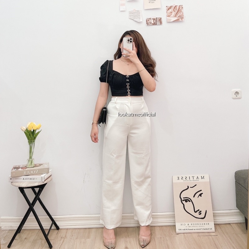 lookatmeofficial • Celana Kulot Basic Highwaist Emily Cullote Pants Bahan Scuba Premium