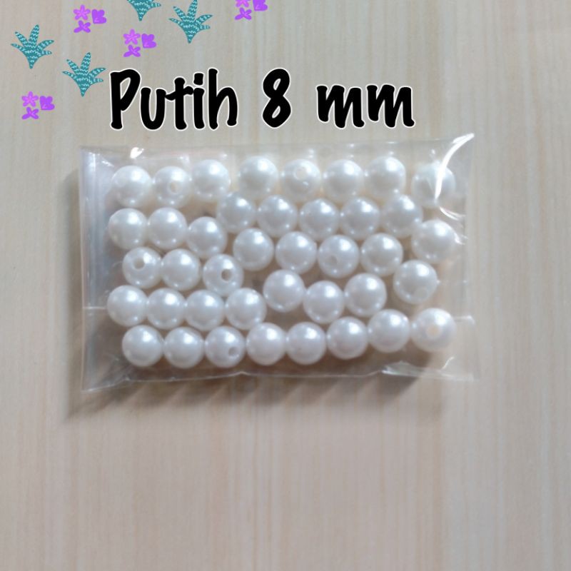 Manik Mote Payet Mutiara 8 mm Putih - 10 gram