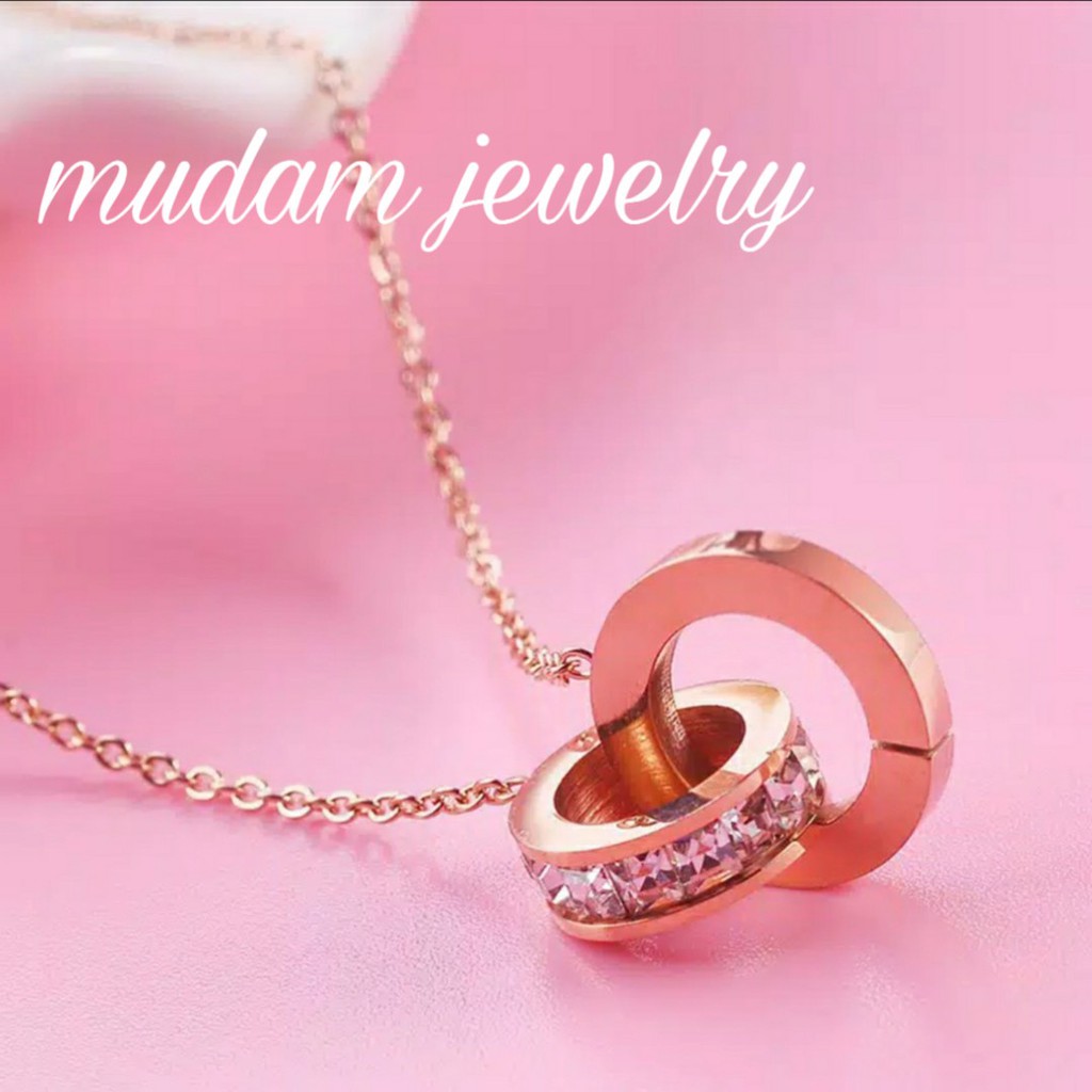 Kalung B&lt;lgri Titanium Two Rings Kristal