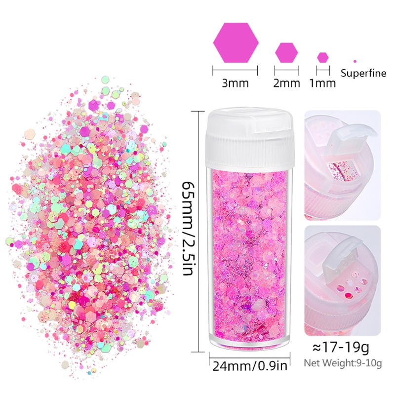 Siy Bubuk Glitter Sequin Epoxy Resin 12 / 18 / 24 Warna Dekorasi Nail Art / Perhiasan Diy