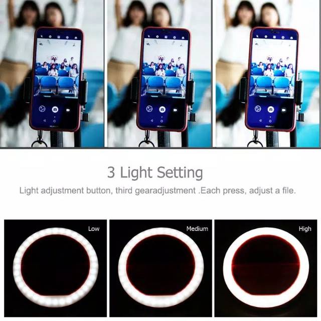 Ring Light Selfie Led Ring Light Rechargeable Lampu Selfie Bulat Led