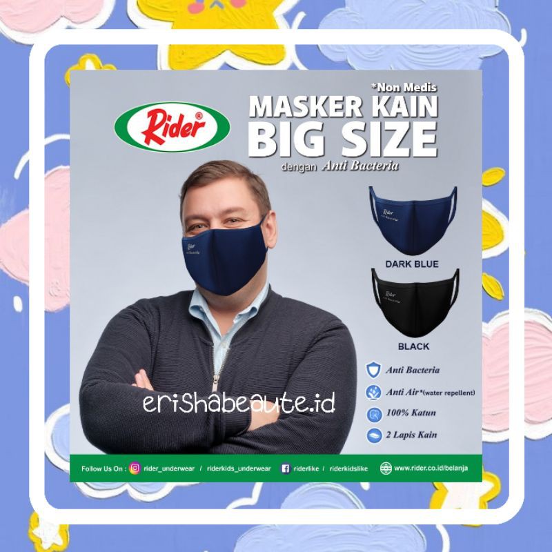 [ORIGINAL] [RIDER] MASKER KAIN BIG SIZE MODEL EARLOOP ANTI BAKTERI