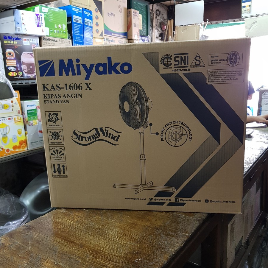 STANDFAN STAND FAN KIPAS ANGIN BERDIRI MIYAKO 16IN 16 INCH KAS 1606X KIPAS ANGIN KAKI SILANG