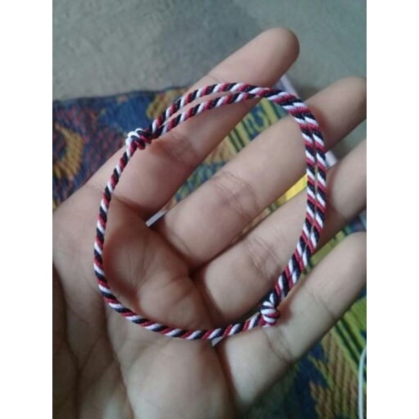 Gelang Tridatu Polos Tali Serut Adjustable Bahan Wol Original Asli Khas Bali Model Simple Handmade R