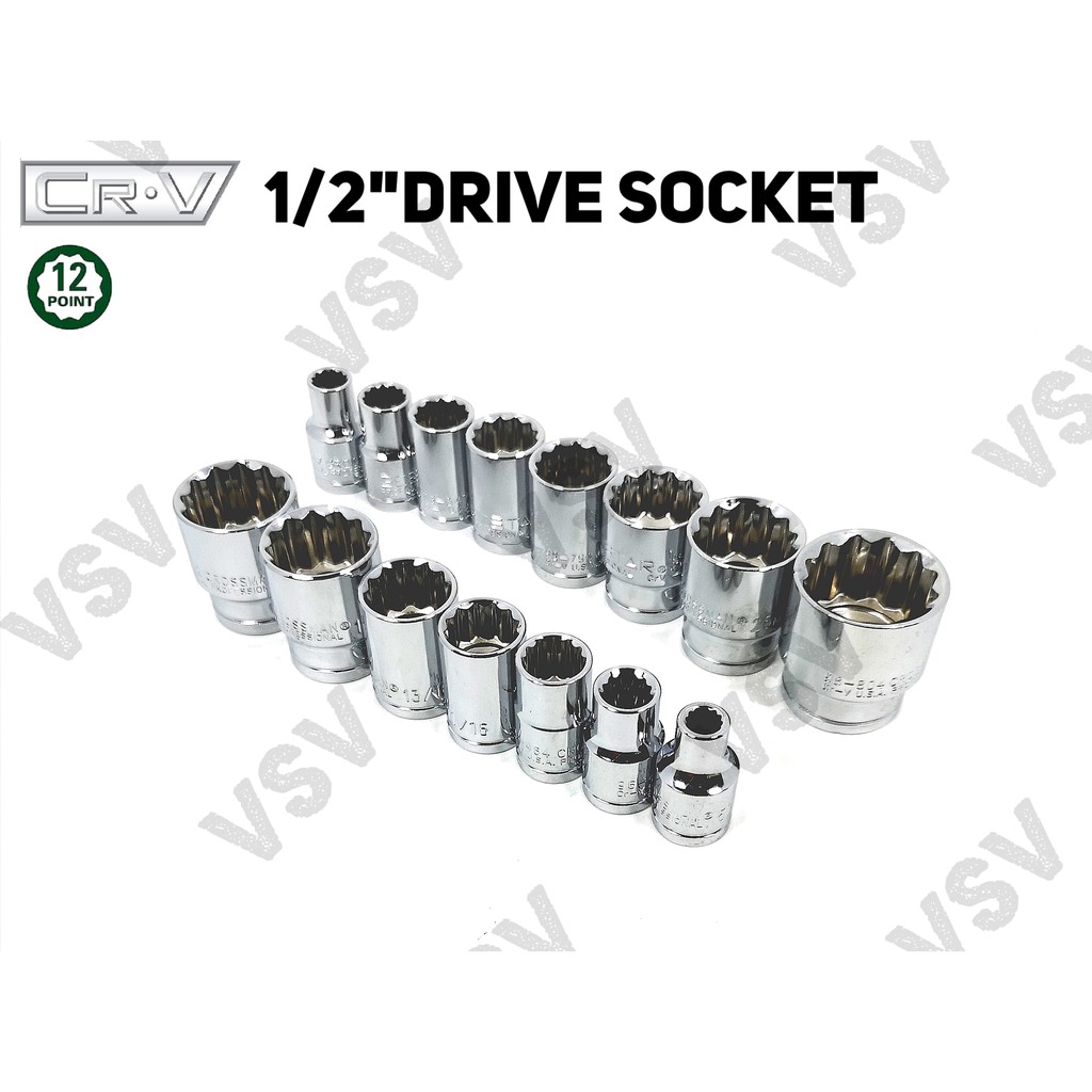 Gestar Socket 1/2&quot;Dr 12PT 8-16mm Kunci Shock Kunci Sock Kunci Sok