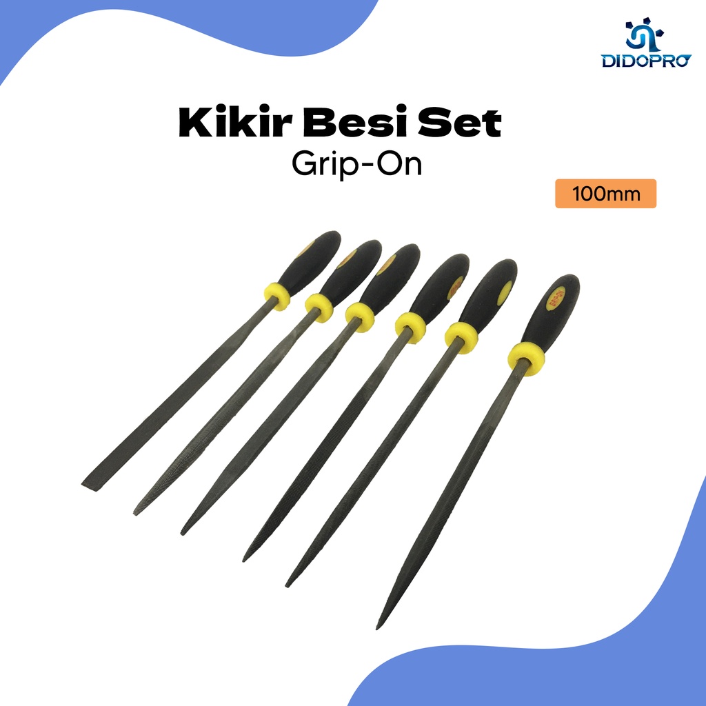 GRIP ON 84-030 Kikir Set Mini 6 Pcs - Kikir Besi Kayu Files 100 mm