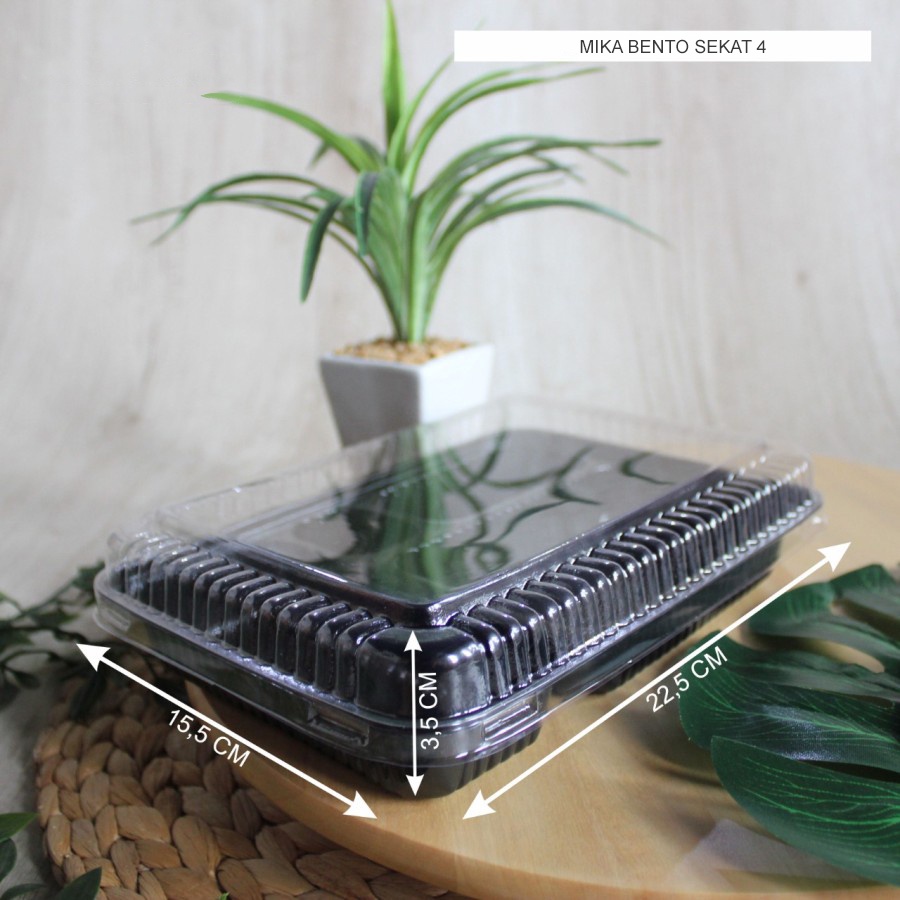 Mika Bento Sekat 4 Box Mika Nasi Kuning Tray Plastik Bento Sekat Premium Quality (25 pcs)