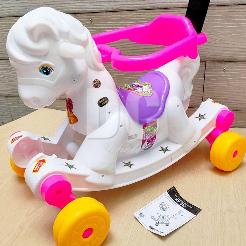 MAINAN KUDA DORONG - KUDA PONY GOYANG RIDE ON 2in1 Rocking Horse Mobil BIsa DInaikin Anak