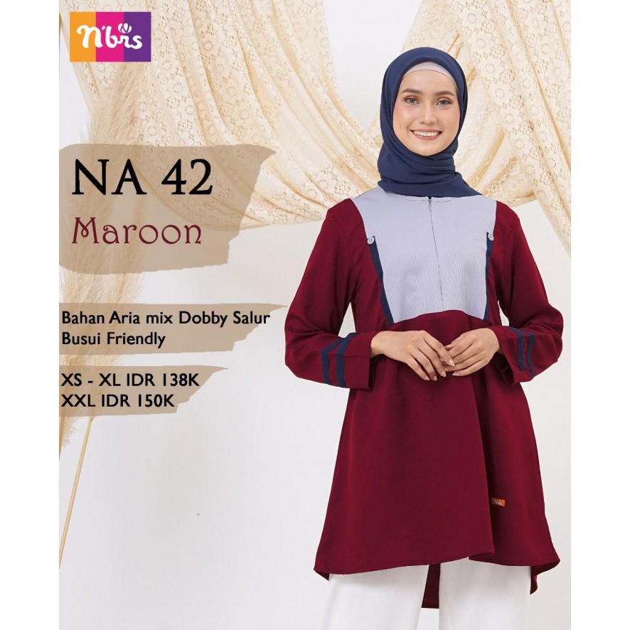 NA 042 42 Navy Maroon Nibras Atasan Tunik