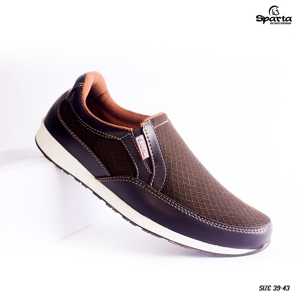 Sepatu pria semi formal pantofel kulit casual kanvas slip on SPARTA Estilo03