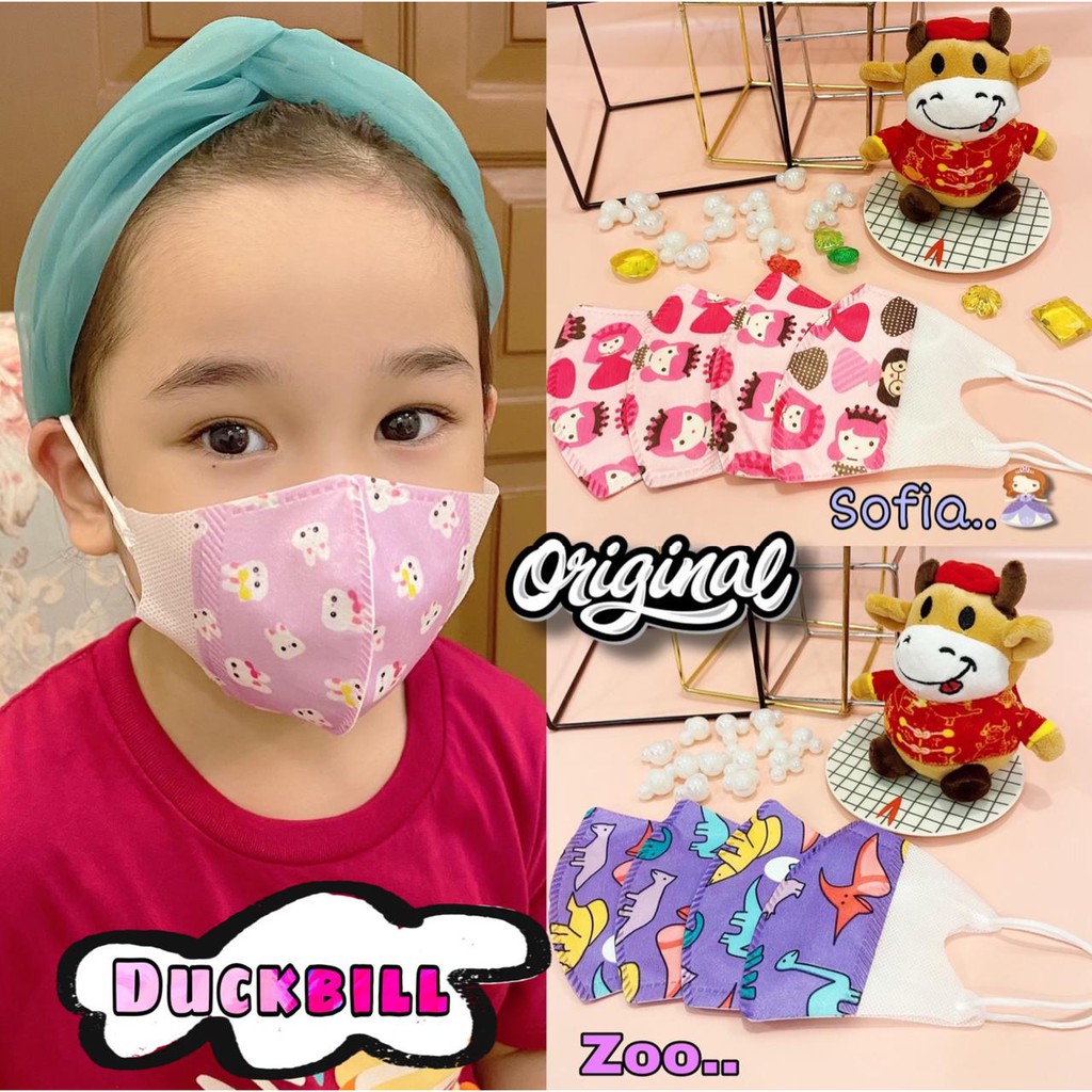 VS GG - DUCKBILL ANAK MASKER CORAK LUCU ISI 10PCS AMAN DAN STERIL 3PLY