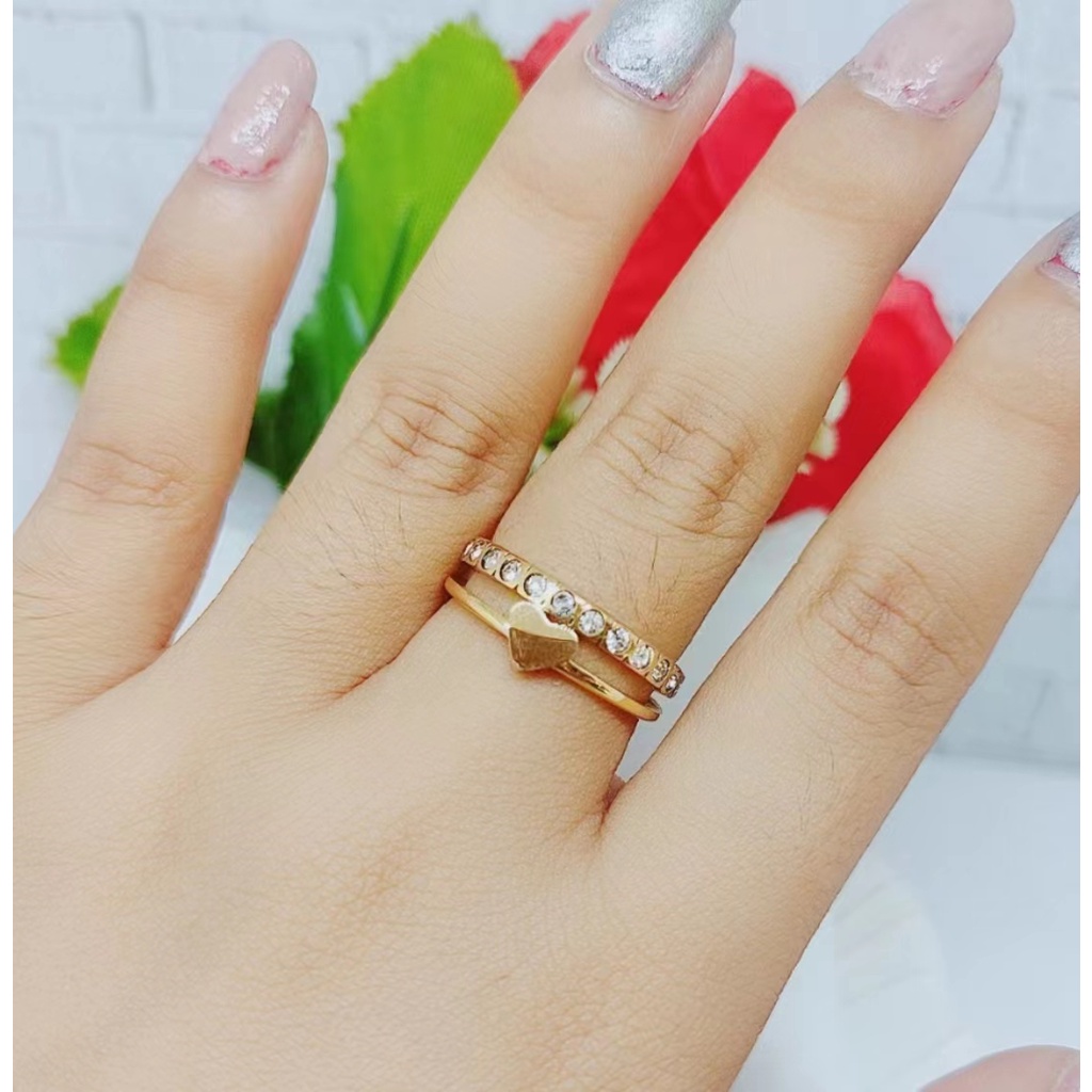 Cincin Titanium Permata Perhiasan Fashion 3011/3012