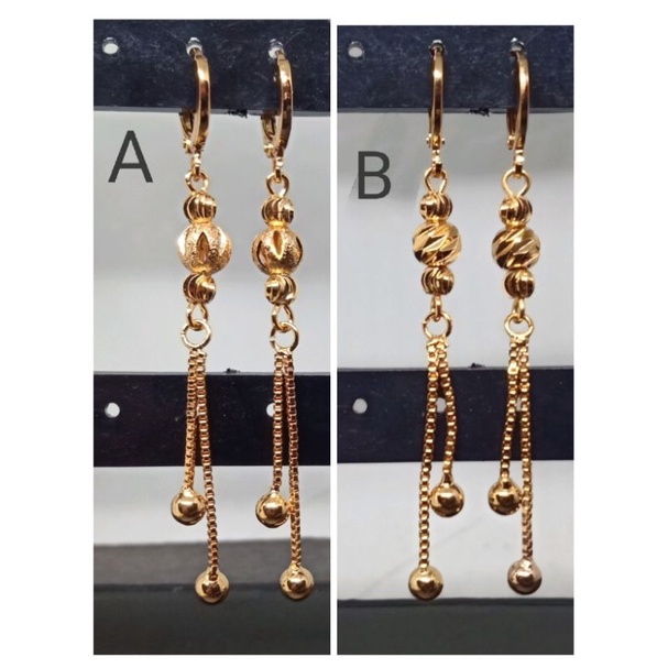 RJJ54. Anting xuping wanita lapis emas dgn mata zircon