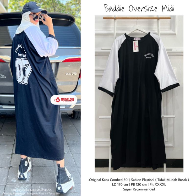 BADDIE OVERSIZE MIDI BY MARVELOUS / MIDI KATUN MUSLIMAH / Baju wanita dress katun