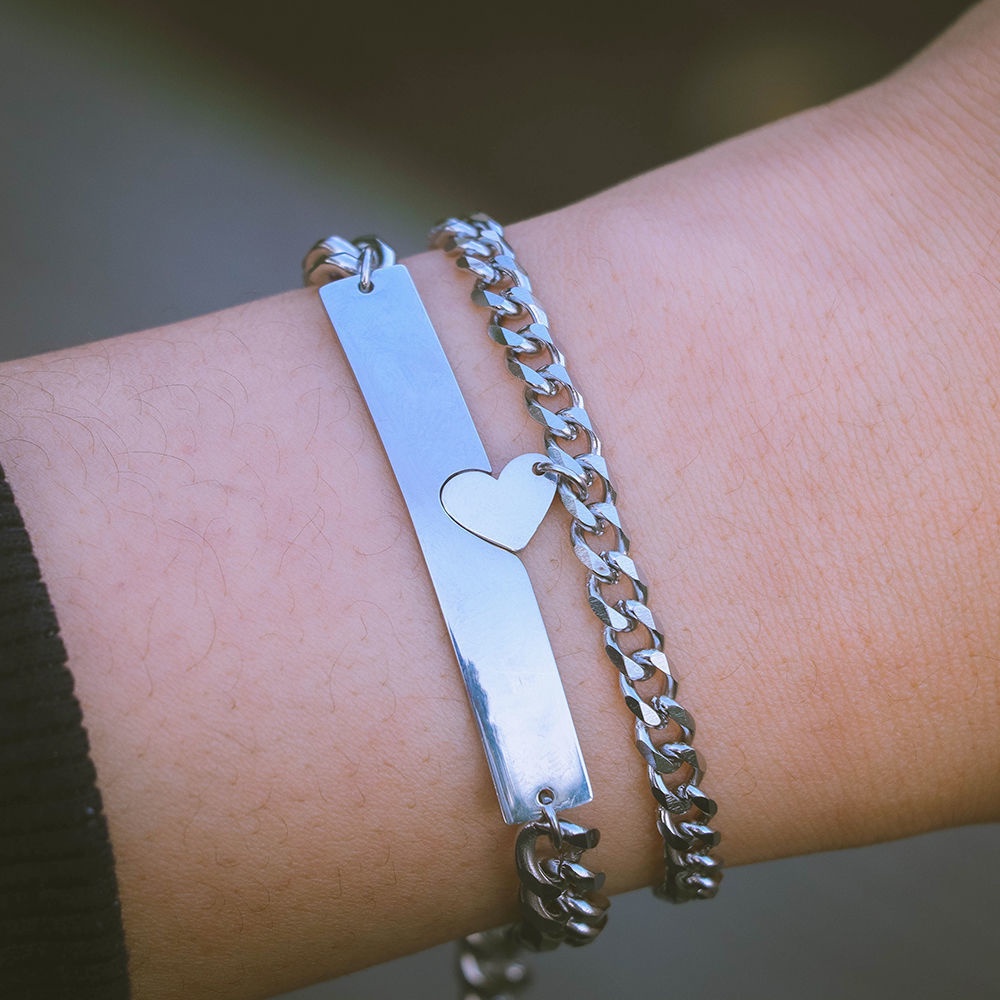 Gaya Korea selebriti Internet titanium baja beberapa gelang cinta sederhana trendi pacar peri gelang