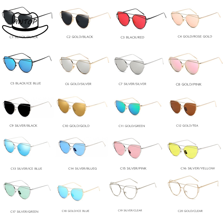 Antop！Wanita Kacamata Hitam Gaya Mata Kucing Metal Cat Eye Women Sunglasses