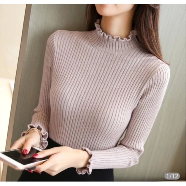 SWEATER TURTLENECK RAJUT/ KERAH TINGGI RAJUT WANITA / ATASAN KRIWIL BY GALLERAJ.ID